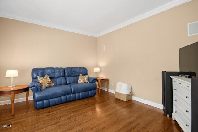 100 Wentbridge Rd, Cary, NC 27519 - living area featuring ornamental molding, baseboards, and wood finished floors