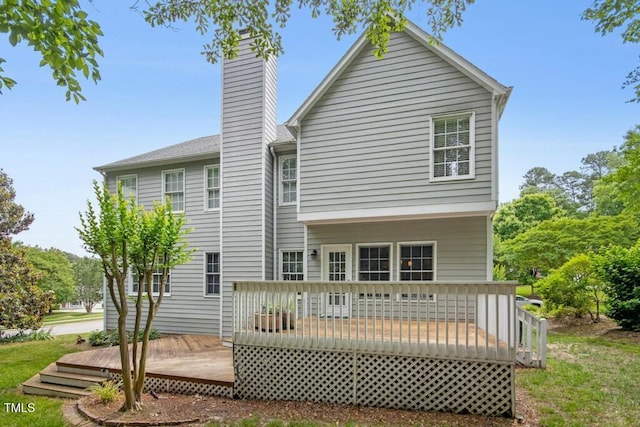 100 Wentbridge Rd, Cary, NC 27519 - rear view of property featuring a chimney and a wooden deck