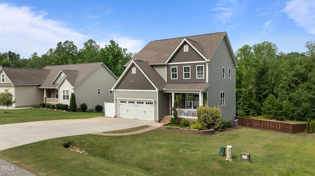 55 Prospectus Ln, Franklinton, NC 27525 - craftsman inspired home with driveway, a porch, a garage, roof with shingles, and board and batten siding