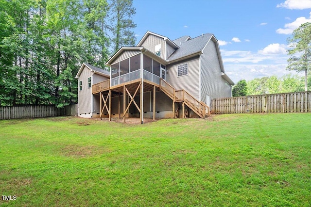 68 Tanners Way, Clayton, NC 27527 - back of house featuring a sunroom and stairs