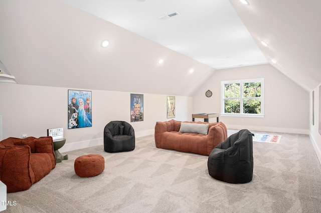 703 E Markham Ave, Durham, NC 27701 - carpeted home theater room with vaulted ceiling and recessed lighting