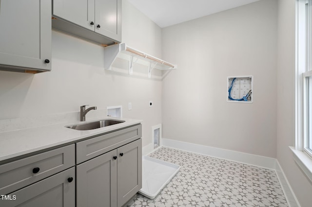 703 E Markham Ave, Durham, NC 27701 - washroom featuring hookup for an electric dryer, cabinet space, hookup for a washing machine, and light floors