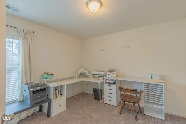 office area with light carpet