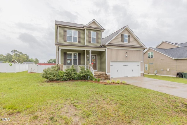 craftsman house with covered porch and driveway