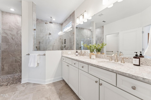 1625 Plover Cir, Fuquay Varina, NC 27526 - bathroom featuring double vanity and walk in shower