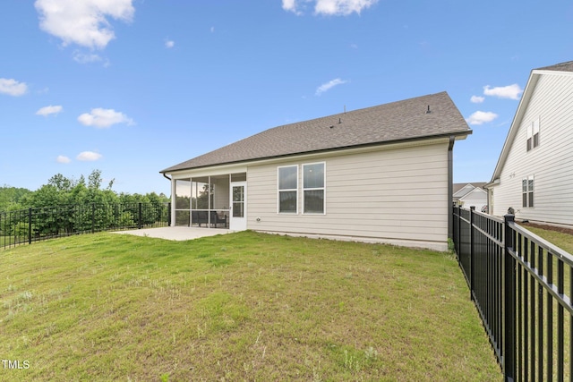 1625 Plover Cir, Fuquay Varina, NC 27526 - rear view of house with a sunroom, a fenced backyard, and a patio