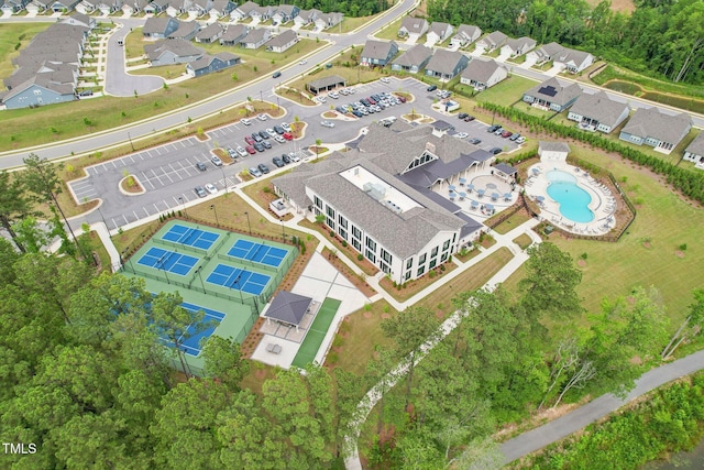 1625 Plover Cir, Fuquay Varina, NC 27526 - aerial perspective of suburban area with a pool