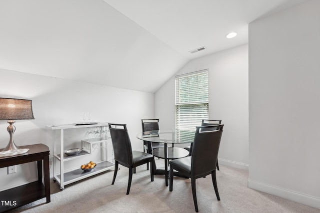 475 Long View Dr, Franklinton, NC 27525 - carpeted dining room featuring vaulted ceiling, baseboards, and recessed lighting