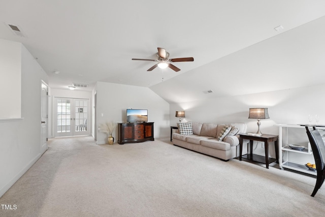 475 Long View Dr, Franklinton, NC 27525 - carpeted living room featuring ceiling fan and vaulted ceiling