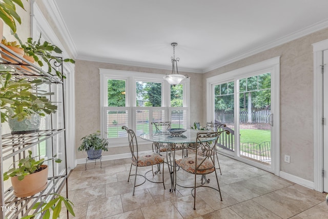 2721 Dahlgreen Rd, Raleigh, NC 27615 - dining area featuring plenty of natural light, baseboards, and ornamental molding