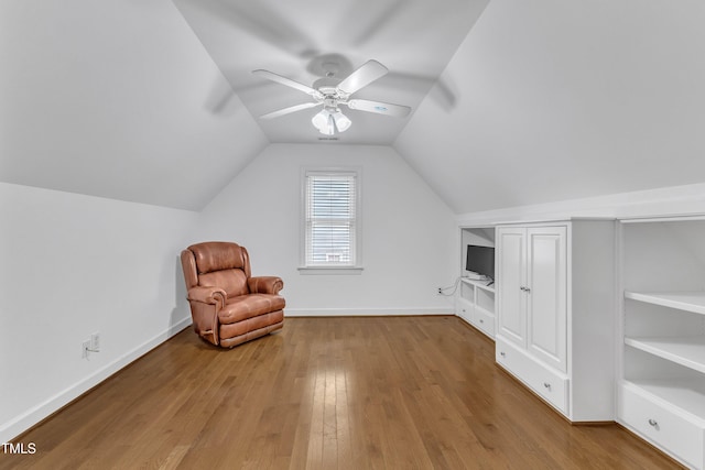 2721 Dahlgreen Rd, Raleigh, NC 27615 - bonus room with hardwood / wood-style floors, ceiling fan, vaulted ceiling, and baseboards
