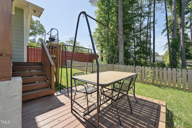2620 Holloway St, Durham, NC 27703 - wooden deck with outdoor dining space