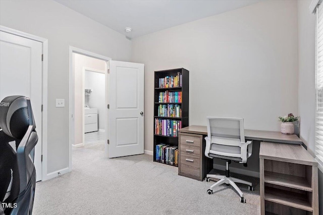 320 Everly Mist Way, Wake Forest, NC 27587 - home office with light carpet, washer / dryer, and baseboards