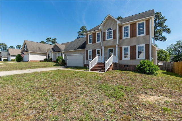 9012 Grouse Run Ln, Fayetteville, NC 28314 - colonial-style house with a garage, concrete driveway, and crawl space