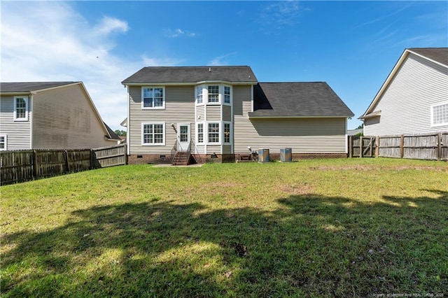 9012 Grouse Run Ln, Fayetteville, NC 28314 - rear view of property featuring crawl space, entry steps, and cooling unit