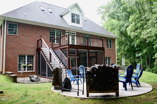 3750 Mebane Rogers Rd, Mebane, NC 27302 - rear view of property featuring a patio, brick siding, and a lawn