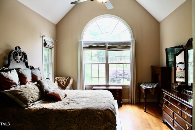 3750 Mebane Rogers Rd, Mebane, NC 27302 - bedroom featuring lofted ceiling, light wood-type flooring, baseboards, and ceiling fan