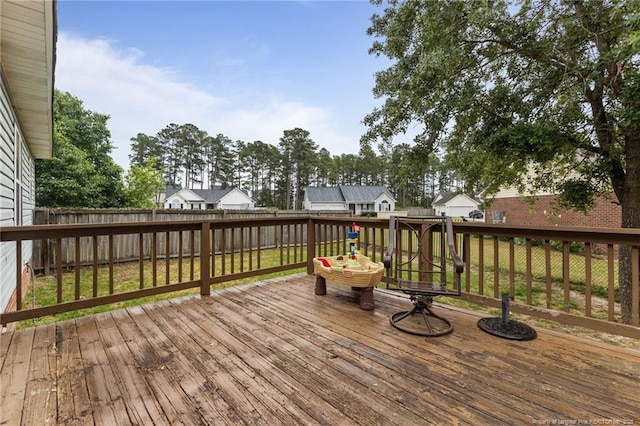 deck featuring a fenced backyard