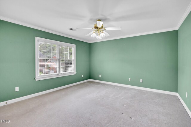 608 Greyrock Rd, Whitsett, NC 27377 - carpeted empty room with crown molding, a ceiling fan, and baseboards