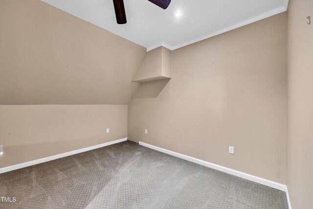 608 Greyrock Rd, Whitsett, NC 27377 - bonus room with a ceiling fan, carpet flooring, baseboards, and vaulted ceiling