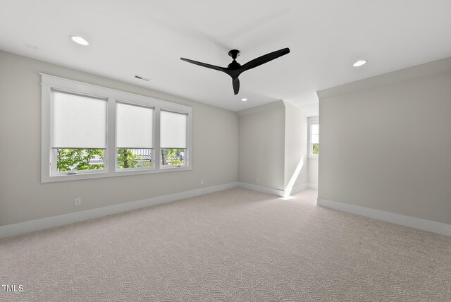 7417 Dover Hills Dr Unit 73, Wake Forest, NC 27587 - empty room with a ceiling fan, baseboards, recessed lighting, and carpet