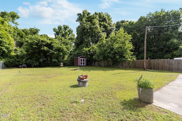 view of yard with a shed and an outdoor structure