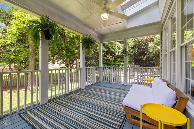 100 Michaels Way, Chapel Hill, NC 27516 - wooden terrace featuring ceiling fan