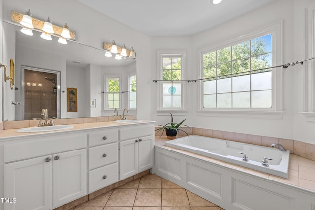 100 Michaels Way, Chapel Hill, NC 27516 - full bath featuring a garden tub, tile patterned floors, double vanity, and tiled shower