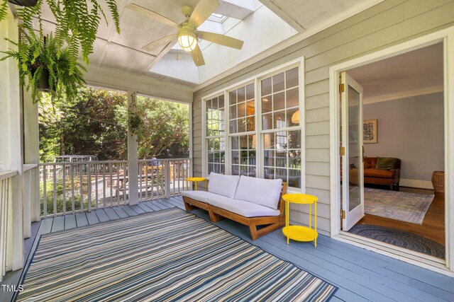 100 Michaels Way, Chapel Hill, NC 27516 - wooden deck with ceiling fan and covered porch