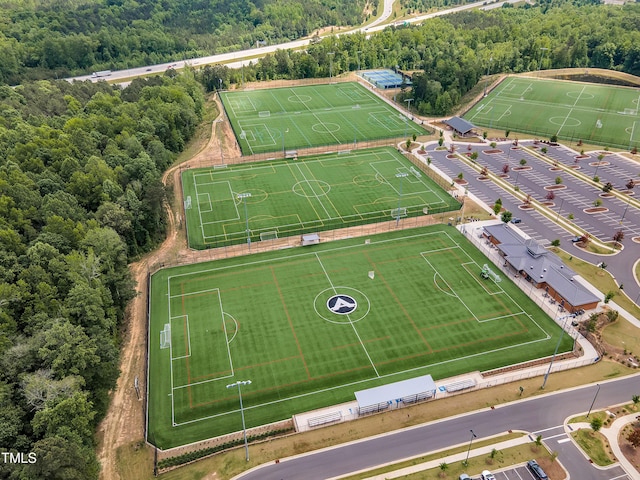aerial view of a heavily wooded area