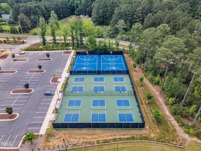 aerial view of a heavily wooded area
