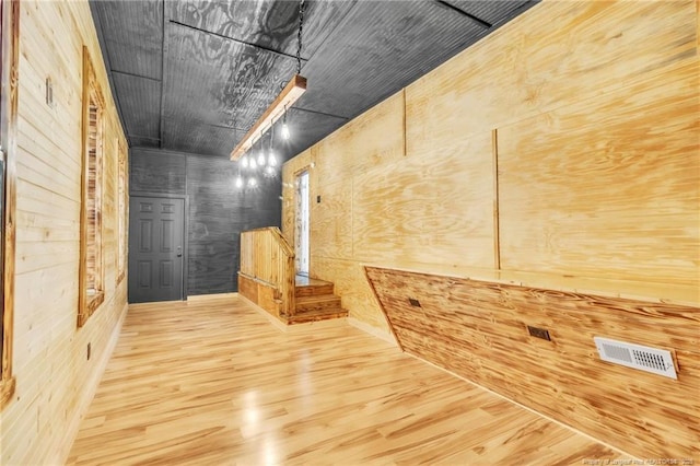 basement with wood finished floors