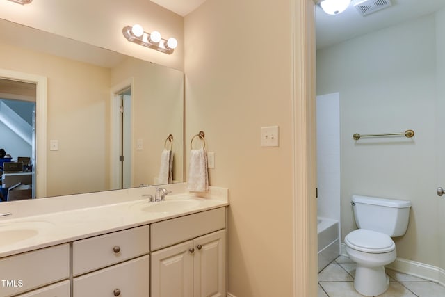119 Marykirk Pl, Garner, NC 27529 - full bathroom featuring tile patterned floors, toilet, double vanity, and baseboards