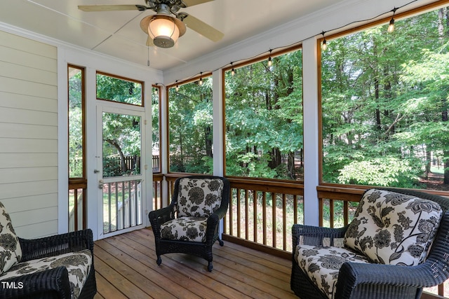 119 Marykirk Pl, Garner, NC 27529 - sunroom / solarium featuring ceiling fan and plenty of natural light
