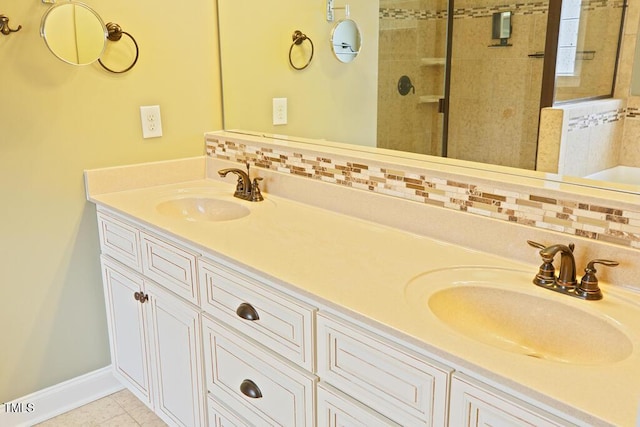 337 Shadowdale Ln, Rolesville, NC 27571 - full bathroom featuring a shower stall, double vanity, and tile patterned floors