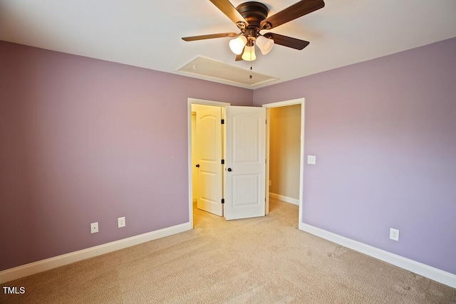 337 Shadowdale Ln, Rolesville, NC 27571 - spare room featuring ceiling fan, carpet floors, baseboards, and attic access