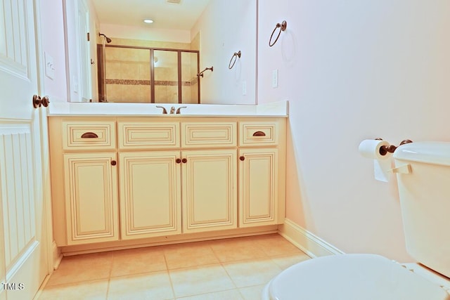 337 Shadowdale Ln, Rolesville, NC 27571 - bathroom featuring toilet, tile patterned flooring, a shower stall, and vanity