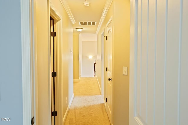 337 Shadowdale Ln, Rolesville, NC 27571 - hallway featuring light carpet, ornamental molding, and baseboards