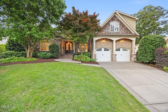 2507 Mayview Rd, Raleigh, NC 27607 - view of front of property featuring driveway, stone siding, and a front yard