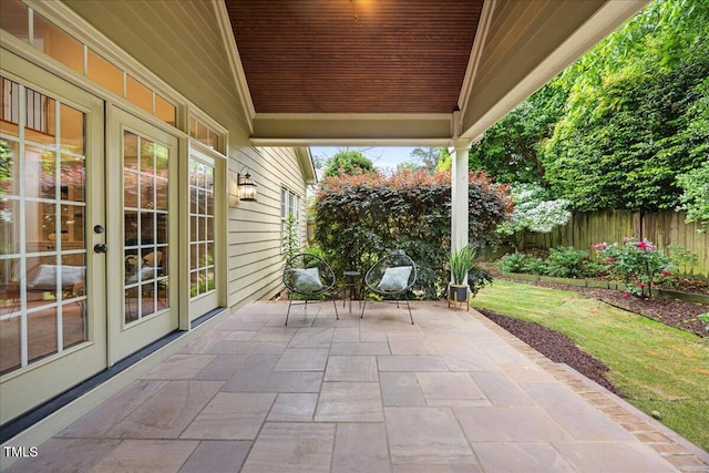 2507 Mayview Rd, Raleigh, NC 27607 - view of patio featuring french doors and fence