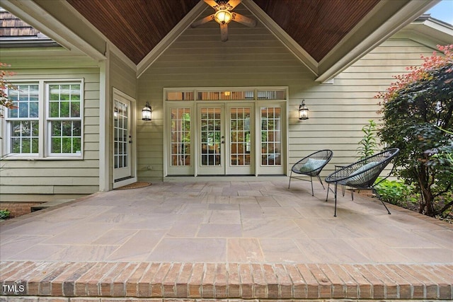 2507 Mayview Rd, Raleigh, NC 27607 - view of patio / terrace featuring french doors and ceiling fan