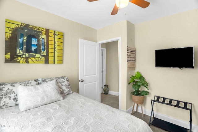 2508 Albany St, Durham, NC 27705 - bedroom with carpet floors, baseboards, and ceiling fan