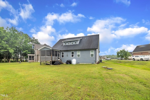 1109 Agio Ct, Zebulon, NC 27597 - back of house with a sunroom and a yard