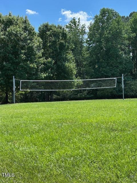 view of home's community with volleyball court and a yard