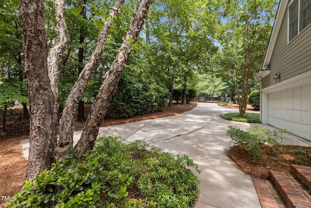 view of yard with a garage