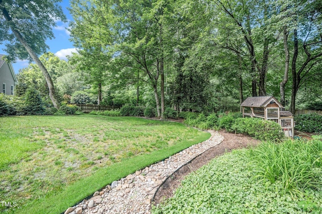 203 W Hill Dr, Cary, NC 27519 - view of yard featuring an outbuilding and exterior structure