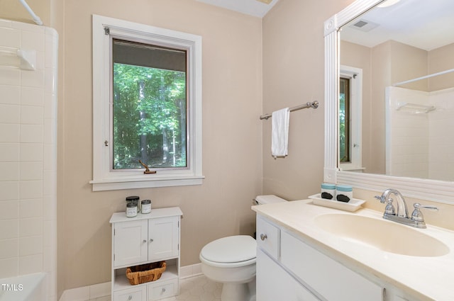203 Old Forest Creek Dr, Chapel Hill, NC 27514 - full bathroom featuring toilet, vanity, and bathtub / shower combination