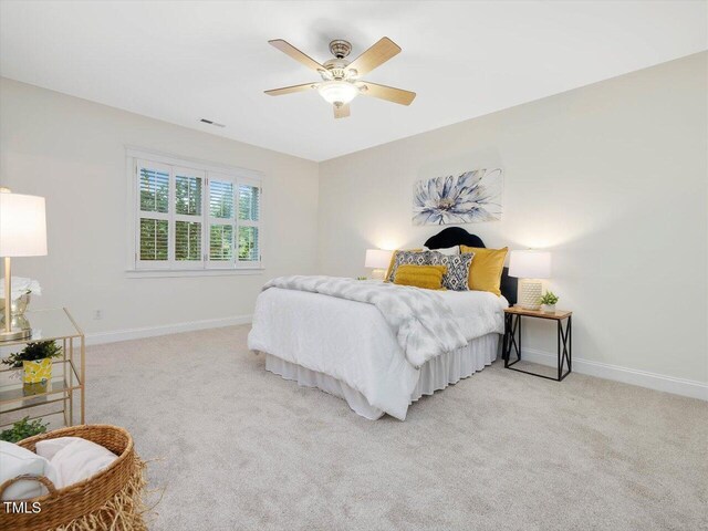 102 Westside Dr, Chapel Hill, NC 27516 - bedroom with light carpet, baseboards, and a ceiling fan