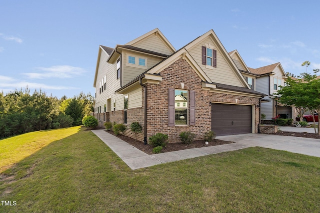 310 Alamosa Pl, Cary, NC 27519 - view of front facade with brick siding, driveway, a garage, and a front yard