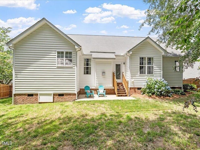 1662 Beechaven Rd, Fuquay Varina, NC 27526 - back of property with crawl space, entry steps, and a patio